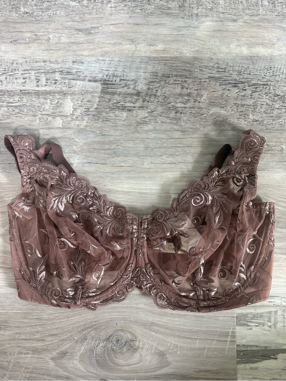 Soma Embroidered Sheer Underwire Bra in Nutmeg